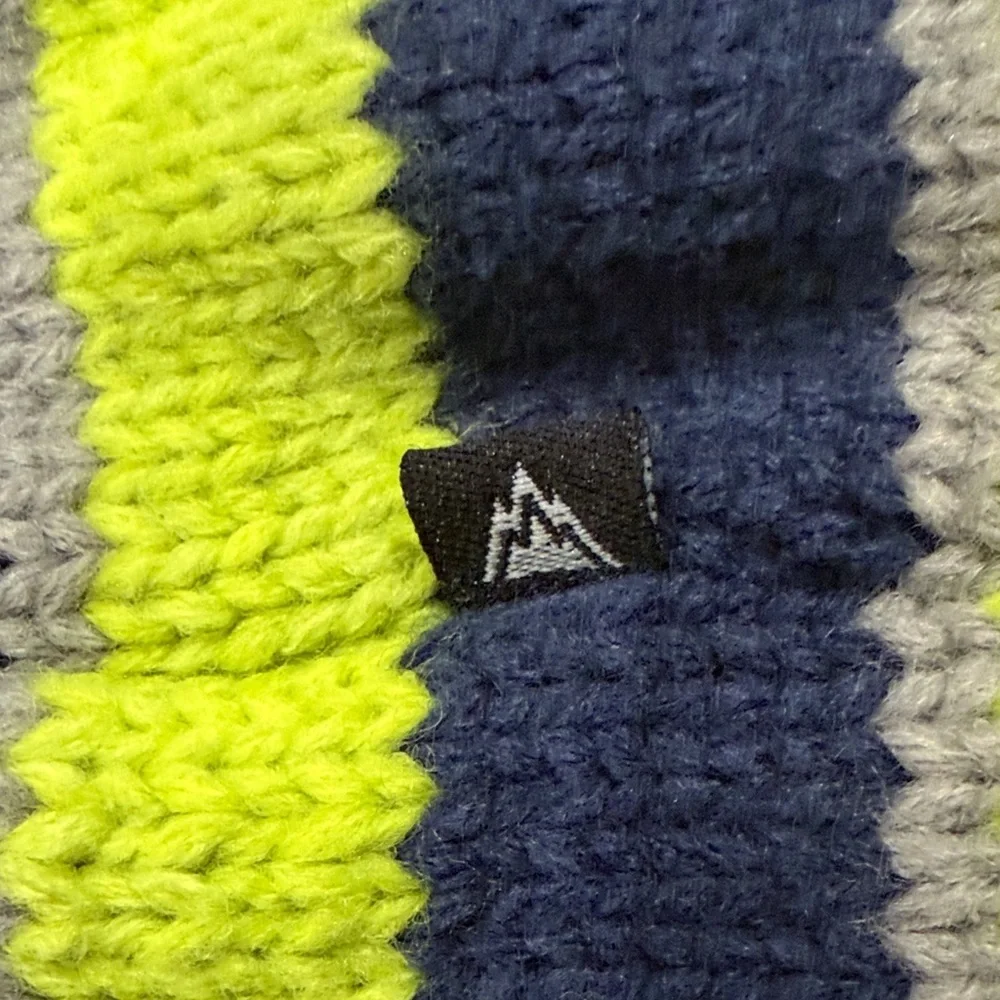 Snozu Kids Blue and Lime Striped Beanie